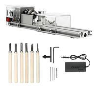 Wood Lathe, 100W small Lathe Beads Polisher Machine, DIY Woodworking Lathe, Milling Machine Grinding Polishing Drill Tool, Variable Speed Wood Lathe Standard Set