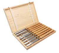 Wood Lathe Chisel Set Woodworking Set Wood Turning Tools 8 Pieces with Blade Hardwood Handles and Wooden Case for Storage for Beginners, Hobbyists and Professionals