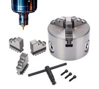 Wood Lathe Chuck with T-Key Wrench 3-Jaw Alloy Adapter
