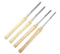 Wood Lathe Turning Tools Set - 4 Pieces HSS Bowl Gouges with Hardwood Handles and Brass Ferrules for Spindle and Bowl Turning