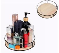Wood Lazy Susan Organizer 9 Inch - Turntable for Cabinet, Countertop, Pantry & Spice Rack Storage - Kitchen and Dining Accessories with Non-Slip Base, Smooth Rotation (Log Color)