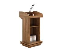 Wood Lectern Stand with Storage Shelf - Floor Standing Presentation Pulpit for Churches, Reception Desks, and Public Speaking Events