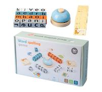 Wood Letter Blocks - Alphabet Puzzle Blocks for Spelling Learning, 20pcs Spelling Learning Toy with Flash Cards, Sight Words Game for Preschool, Phonics Game with Bell, Early Education for Classroom