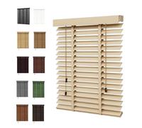 Wood Light Filtering Blinds for Indoor Windows, 50 mm Slats Privacy Blackout Wooden Shades, 40cm 60cm 80cm 100cm 120cm 140cm 160cm 180cm 200cm, Waterproof Venetian Blind Custom sizes(Oak)
