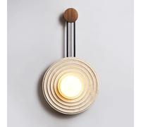 Wood Light Retro Globe Glass Lamp Round Yellow Travertine with Screw Thread Finish Art Wall Sconces Contemporary Creative Home Decor Lighting, G9(Walnu