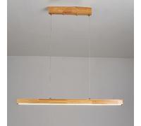 Wood Linear Pendant Light Minimalist Chaner Ceiling Lamp Long Strip Kitchen Island Lighting Fixture Wooden Hanging Chaners for Dining Room Pool Table Office Lights (3000K 120cm)