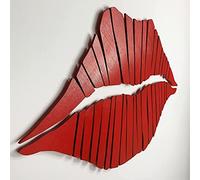 Wood Lips Wall Decor Woman Red Lips Wooden Sign Sexy Kiss Wood Carved Abstract Minimalist Wall Art Pop Girl lips Shaped Wall Sculpture Living Room Home Decor Ready to Hang Man Boy Gift(13.7×23.6 inch)