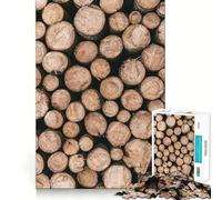 Wood Log Pile 1000 Piece Jigsaws for Adults Mind Train Fun Precision Cut Smooth Edges Absorbing Activity for Quiet Nights (38x52cm)