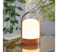 Wood-Look Led Lantern - Battery-Operated Scandi-Style Light With Handle, H21.5Cm