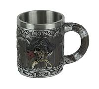 Wood Look Pirate Skull Drinking Tankard Gothic Coffee Cup Mug