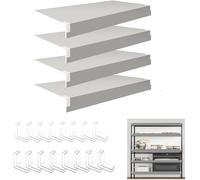 Wood-Look Shelf Liners with Corner Guards, 38x20x2in, for Wire Shelving - 4Pcs Light Gray Removable Acrylic Clips for Closet & Kitchen Organization