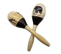 Wood Maracas Solid Hardwood Sand Hammer Shaker With Beautiful Patterns Educational Percussion Musical Instrument Kid Toy Solid Wood Maracas