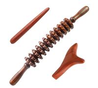 Wood Massage Roller,3Pcs Wood Therapy Massage Tools Including Pear Massage Stick,Ergonomic Design,Easy to Use,Skin Smoothing,Cellulite Massager for Relaxes Leg Back Arms Neck Muscle