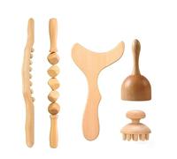 Wood Massage Tools for Body Contouring & Shaping, Maderotherapy Kit with Lymphatic Drainage Massager, Wooden Body Sculpting Tools, Pain Relief Wooden Massage Roller