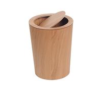 Wood Material Flip Round Indoor Trash Can - Large Waste Bin for Living Room, Bedroom, Family Bathroom