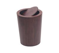 Wood Material Flip Round Indoor Trash Can - Large Waste Bin for Living Room, Bedroom, Family Bathroom