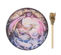 Wood Meditation Drum | Hand Drum Instrument | Leather Shaman Drum, Sound Bath Instruments, 9.8 Inch Adults Shaman Tool Meditation Drum, Leather and Wood Symbol of the Siberian Drum for Music Lovers