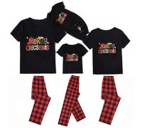WOOD MEETS COLOR Christmas pyjamas for the family, family holiday PJS matching sets, Xmas jammies for couples（Black 84P，L）