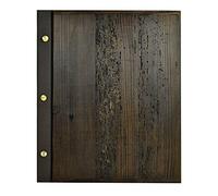 Wood Menu Card A4 Menu Card Restaurant Pub Bar Holzwurmoptik (Brown Leather)