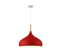 Wood Metal Colorful Pendant Light Fixture - Creative Nordic Hanging Lamp, Simple Indoor Single Pendant Lighting, Farmhouse for Kitchen Island, Dining Table, Bar Counter, Entrance