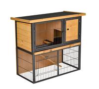 PawHut Wood/Metal Rabbit Elevated Hutch - Yellow, Yellow