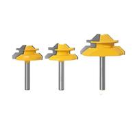 Wood Milling Cutter 1PCS 6mm Shank 1/4 inch 45 Degree Lock Miter Router Bit Tenon Milling Cutter Woodworking Tool for Wood Tools Carbide All Router Bit(3Pcs 6mm Shank)