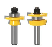 Wood Milling Cutter 2pcs 12mm 1/2" Shank Shaker Rail & Stile Router Bits Set Carbide Door Woodworking Tenon Cutter Tools for Wood Router Bit(NO5 12mm Shank)
