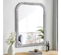 Wood Mirror for Bathroom Rustic Black Rectangle Haning Large Mirrors Farmhouse Rounded Corner Bathroom Mirror for Home Bedroom Living Room Decor 65x45cm
