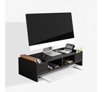 Wood Monitor Stand with Drawer 2-Tier Desktop Riser for Computer & Flat Screen TV Space-Saving Office Storage Solution Ergonomic Design for Improved Comfort