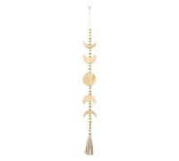 Wood Moon Phase Wall Hanging Garland Boho Beaded Moon Garland with Tassel Home Wall Decor for Bedroom Living room Apartment Dorm(Beige)