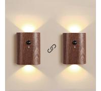 Wood Motion Sensor Wall Light Rechargeable Stick On Hallway,Steps