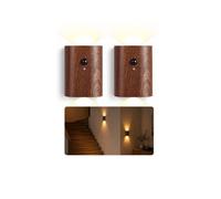 Wood Motion Sensor Wall Light Rechargeable Stick On Hallway,Steps | Wall sconce with a USB-C port and magnetic mount offers warm light, minimalist for hallways, stairs, and closets