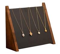 Wood Necklace Organizer Display Stand for Jewelry Organizers and Storage Rustic Velvet Panel Necklace Holder for Travel Accessories, Retail, Home Décor Black