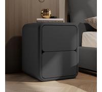 Wood Nightstand with Open Storage and 2 Drawers, Modern End Table with Silent Track Design for Bedroom and Living Room