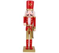 Wood Nutcracker Figurine Christmas Soldier Statue Red Standing Decor | Traditional Style, Freestanding Display for Mantel, Entryway Tables, Parties and Keepsake Collections