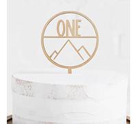 Wood One Happy Camper Cake Topper - 1st Birthday Cake Topper, Mountain Cake Topper, Woodland Cake Topper, First Mountain Cake Topper, Best One Happy Camper Decorations (One Happy Camper Cake Topper)