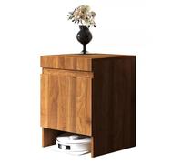 Wood Organizer Stand for Sweeping Robot Vacuum - Sweep Smart Floor Sweeper Hidden Storage Rack, Self-emptying Sweeper Machine Cabinet, Easy to Change Water(Walnut)