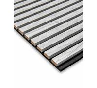 Wood Panel Co Decorative Acoustic Slat Wall Panel in Marble Effect 240cm x 60cm in Pale Grey | Size: 240 cm x 60 cm Wood Panel Co Pale Grey 240 cm x 60 cm