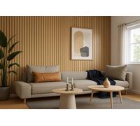 Wood Panel Co Decorative Acoustic Wooden Slat Wall Panel In Oak 240Cm X 60Cm Wider 10 Slats Per Panel