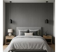 Wood Panel Co Decorative Wall Panel In Grey Oak. Wider 5Cm Slat. 240Cm X 60Cm