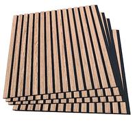 Wood Panels for Walls - 4 Pack Slat Wall Panelling | MDF Wall Cladding Panels | 3D Acoustic Wooden Planks Decorative Slats Feature Wall (Walnut)