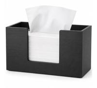 Wood Paper Towel Dispenser Countertop, Napkin Holders for Tables, Pine Wood Serviette Holder, Multifold Disposable Towel Holder for Kitchen Bathroom Hotel Resturant, Black
