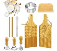 Wood Pasta Making Kit - Wooden Dough Roller Cutter, Manual Noodle Sheet Press | Multipurpose Baking Cooking Accessories with 25x10cm Cutting Board Size, Dumpling Wonton Dessert Preparation Tools