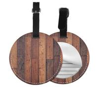 Wood Pattern Floor,Luggage Tags Pu Leather Name Tag Travel Suitcase Identifier ID Tags Durable Baggage Label 2 pcs