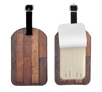Wood Pattern Floor,Luggage Tags Pu Leather Name Tag Travel Suitcase Identifier ID Tags Durable Baggage Label 2 pcs