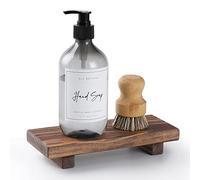 Wood Pedestal Soap Stand, Farmhouse Wood Riser, Soap Dish Holder/Tray Counter Decor for Bathroom Kitchen, Rustic Candle Plant Holder, Display Rectangular Decorative (Antique Walnut)