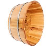 Wood Pedicure Basin Foot Bath Bucket with Handles, 13.76x11.79 | Simple Structure, Smooth Interior, Two Alloy Steel Hoops, 6.29-inch Depth