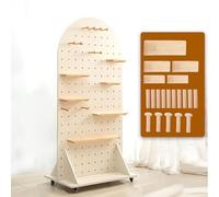 Wood Pegboard, Movable Peg Board Organizer With Casters, Peg Board Display Stand, Large Peg Board Kit, 23.6×47.2 Inch (Size : Bianco)