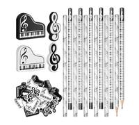 Wood Pencils Set | Music Note Pencils with Erasers - Ergonomic Grip Funny Stationery Keepsake for Teachers Artists Students Elementary School Kindergarten