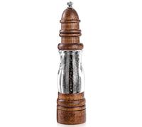 Wood Pepper Grinder Mill, Manual Salt and Pepper Mills refillable with Visible Window, Pepper Shakers, Salt Mill, Adjustable Coarseness Fine to Coarse, 8.6 Inches (1 Pack)